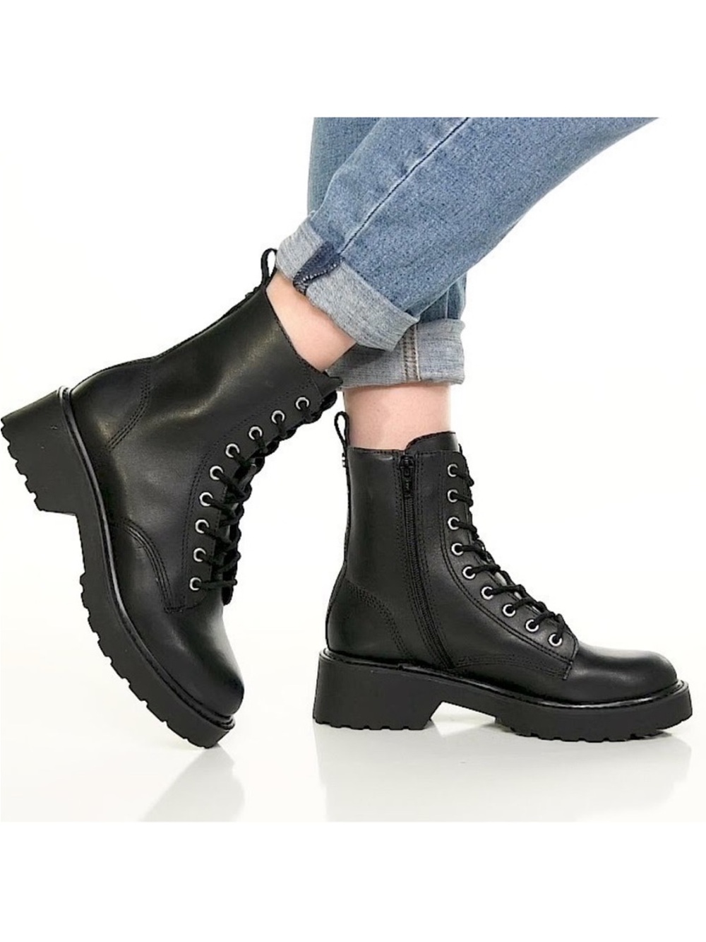 Steve Madden Tornado Combat Boots black size 10 genuine leather - Picture 2 of 13